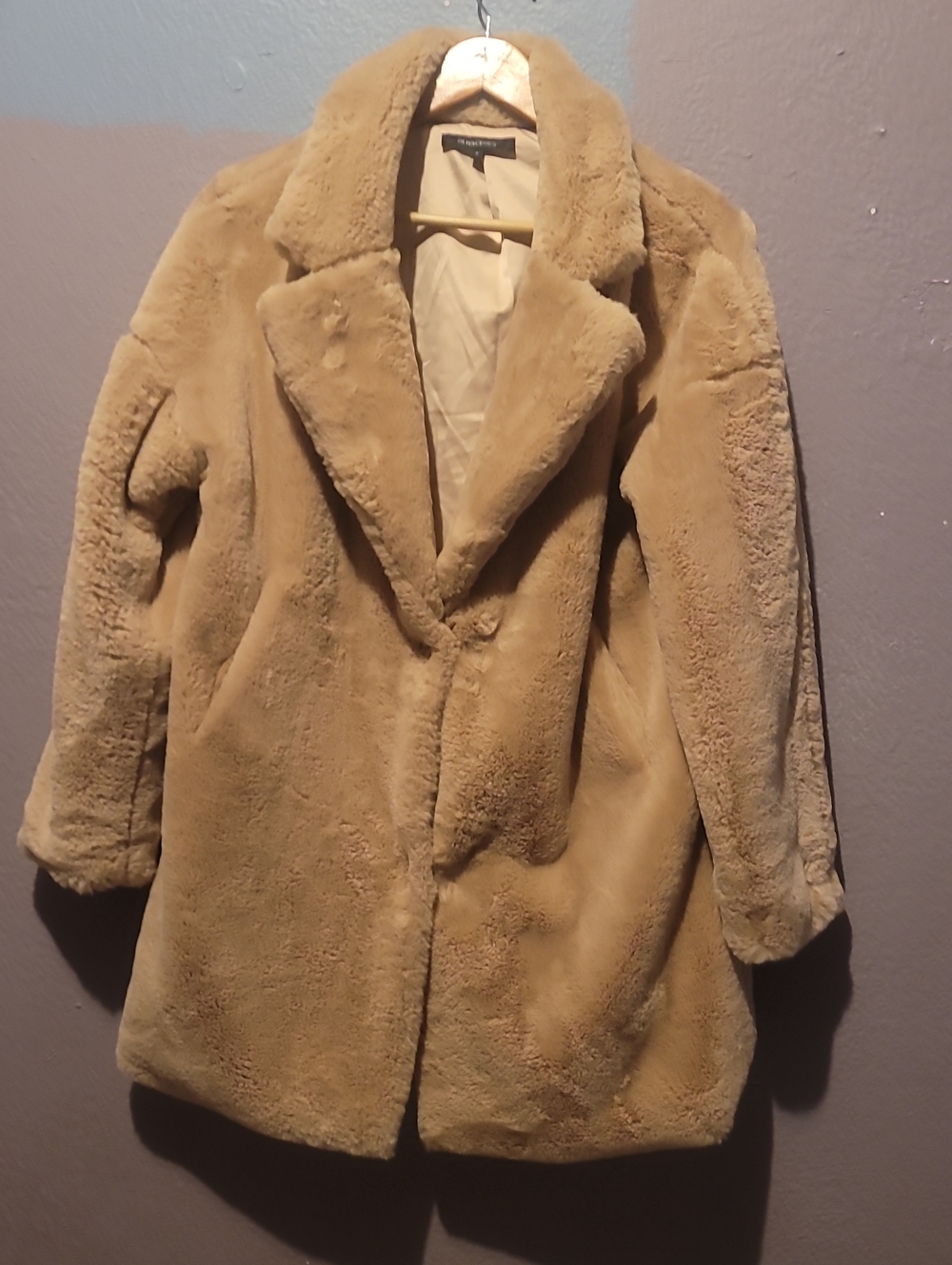 Olivaceous Plush Teddy Jacket in Tan